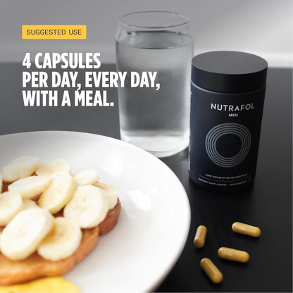 Nutrafol Men Hair Growth Supplements Ages 18-49 for Thinning Hair Clinically Tested for Visibly Thicker Hair and Scalp Coverage Dermatologist Recommended